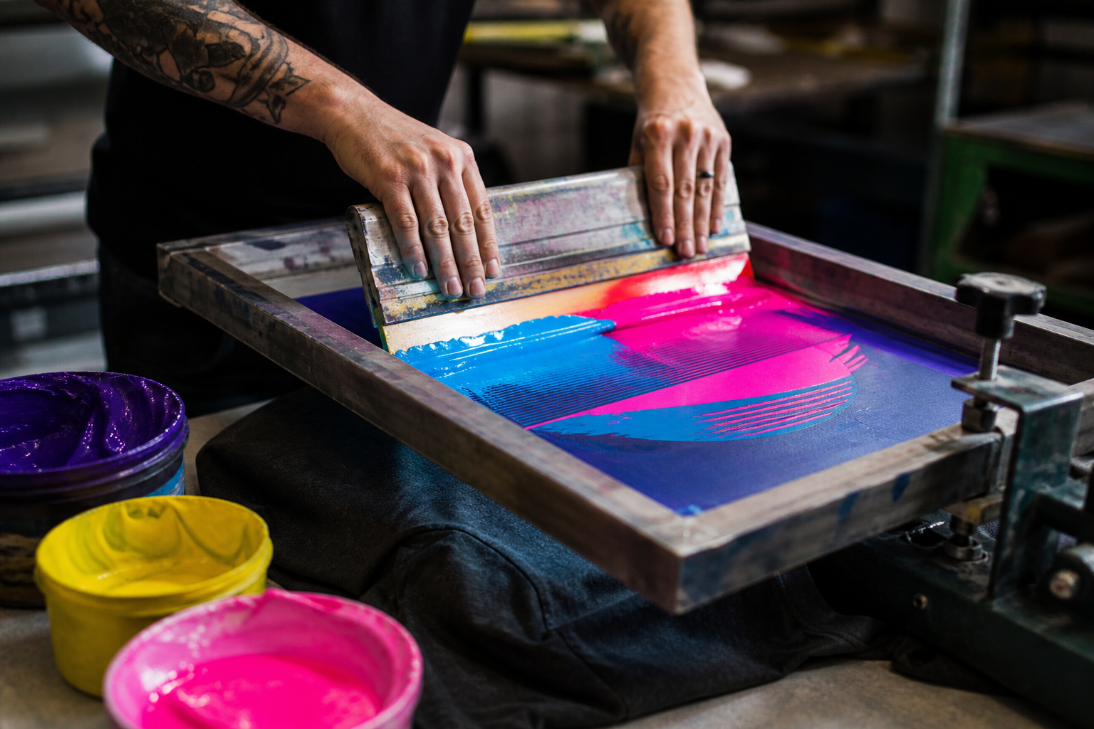 Screen printing work at OneStop Graphix